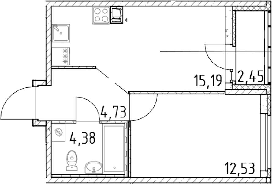 1-комнатная квартира 36.83 м², 10/17 эт., ЖК «Город Первых»